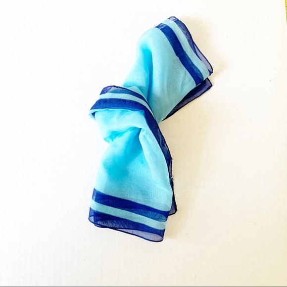5/$25 Sheer square blue stripe scarf - Picture 7 of 9